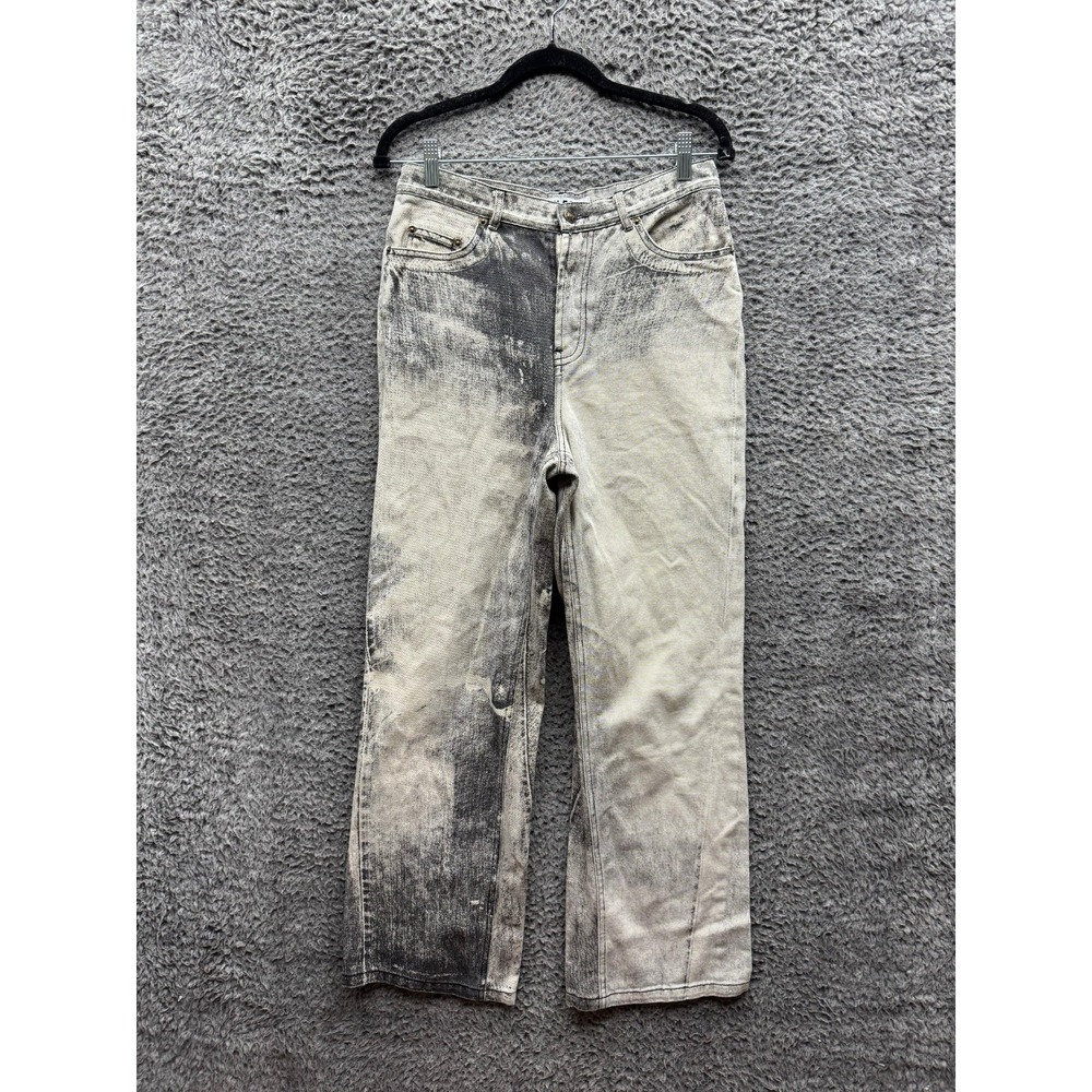 Gateless Dusty Pants High Rise Wide Leg Denim Jeans Washed Gray Womens Size S